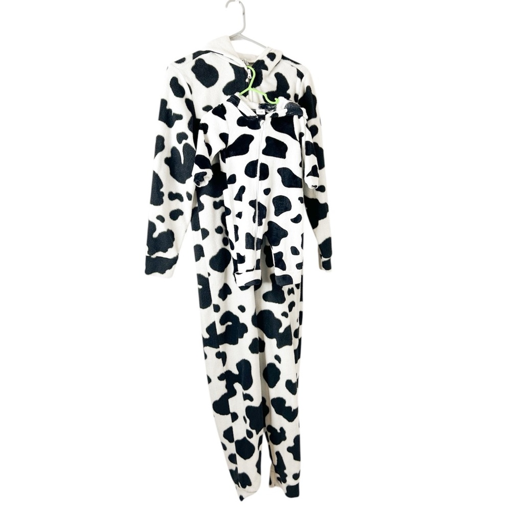 Matching Adult & Baby Cow Halloween Costume Fleece Onesie Adult XS & 3-6 Months